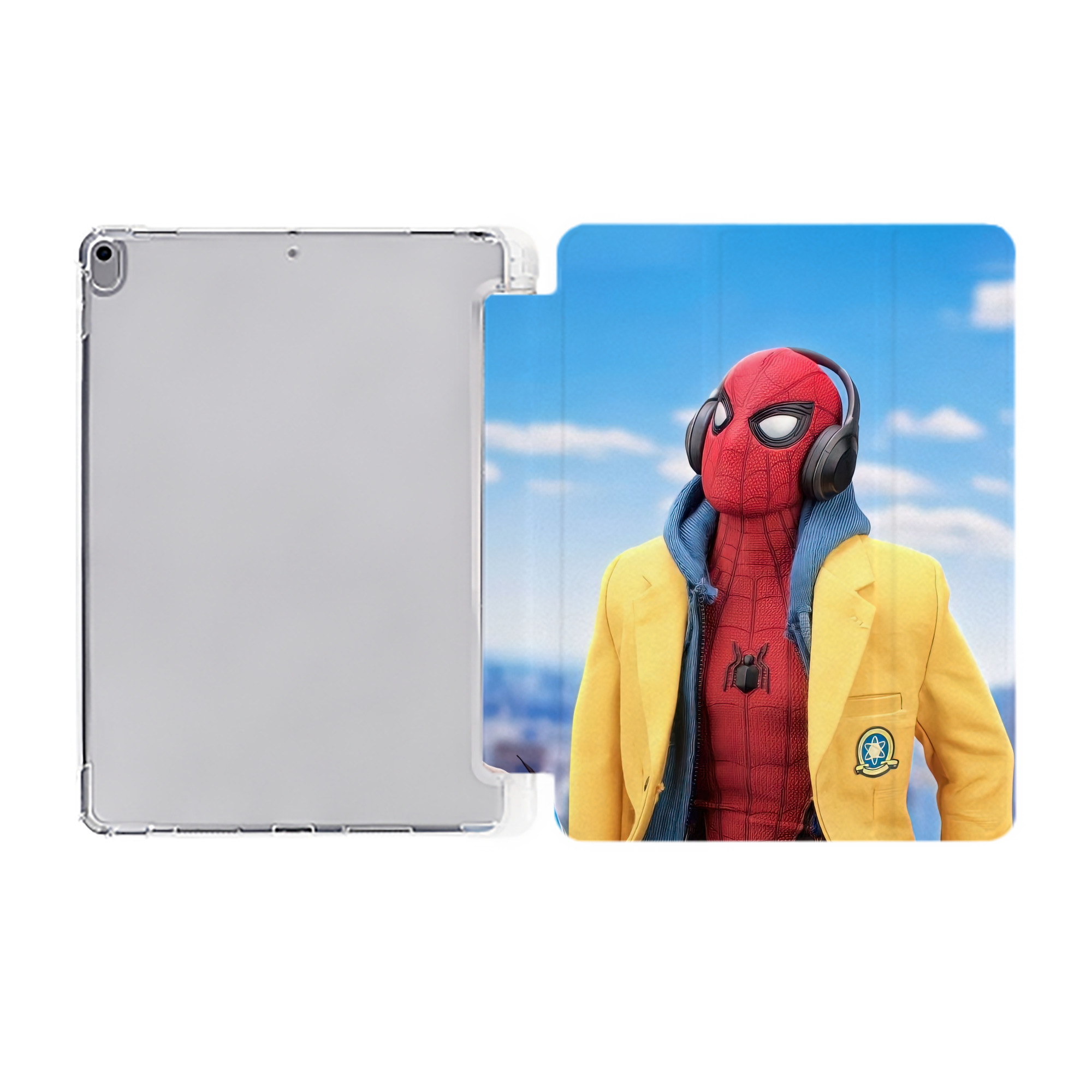 （画像用） Spider Man スパイダーマン IPad ケース ペン収納付き 三つ折りスタンド PUレザー×シリコン 対応機種9.5/10.5/10.9インチ